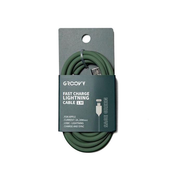 Cable Groovy Usb 2.0 Tipo C A Tipo C Longitud 1 Mt Silicona Color Verde Salvia