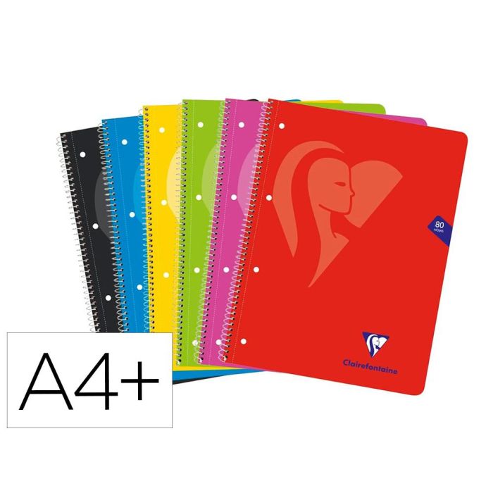 Cuaderno Espiral Clairefontaine Tapa Blanda Din A4+ Micro 80H 4 Tal 90 gr Cuadro 5 mm Colores Surtidos 6 unidades