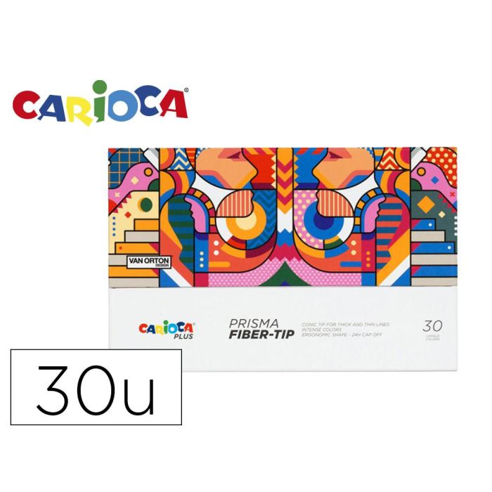 Rotulador Carioca Plus Prisma Fiber-Tip De Punta De Fibra Caja Premium De 30 Unidades Colores Surtidos