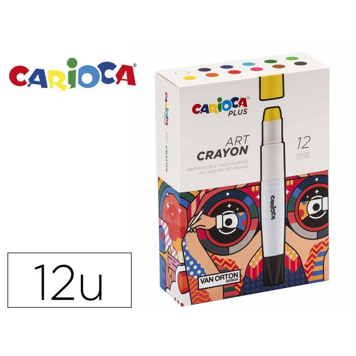 Lapices De Cera Carioca Plus Art Crayon Caja Premium De 12 Unidades Colores Surtidos