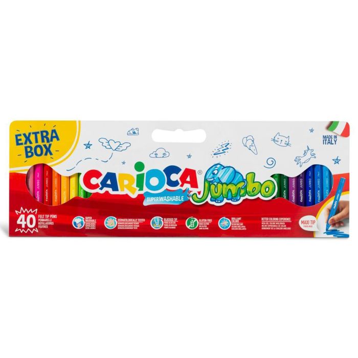 Rotulador Carioca Jumbo Punta Gruesa Caja De 40 Unidades Colores Surtidos 1