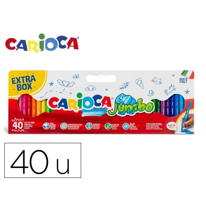 Rotulador Carioca Jumbo Punta Gruesa Caja De 40 Unidades Colores Surtidos