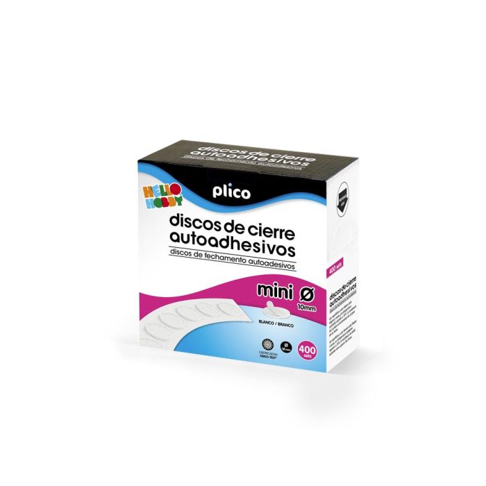 Disco De Cierre Plico Velcro Autoadhesivo Mini 10 mm Color Blanco Caja De 400 Unidades 1