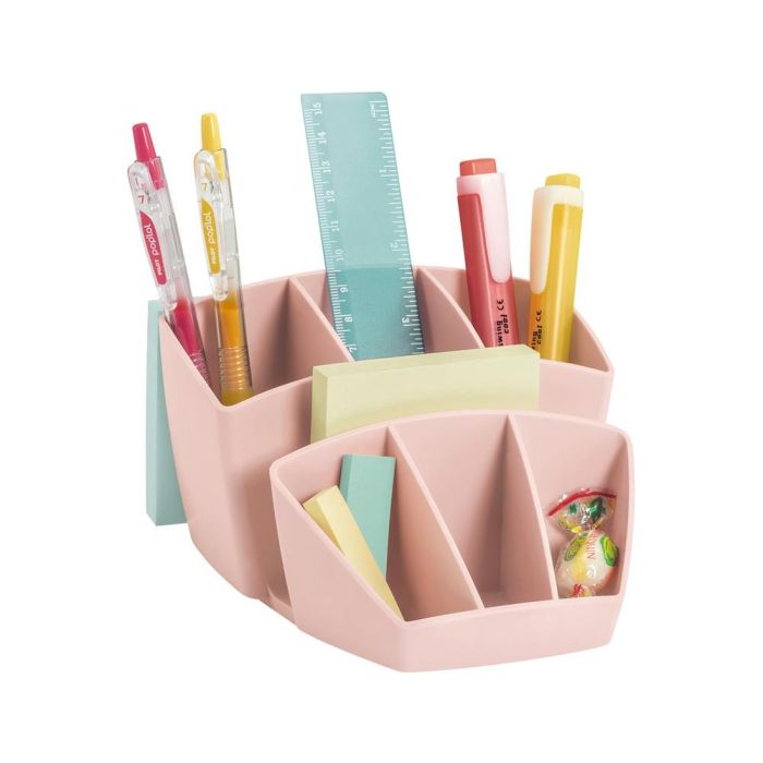 Organizador De Sobremesa Cep Mineral Plastico Color Rosa 145x160X95 mm