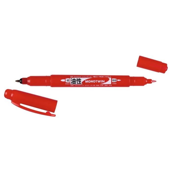 Rotulador Tombow Mono Twin Permanente Doble Punta Fina Y Gruesa Color Rojo 10 unidades