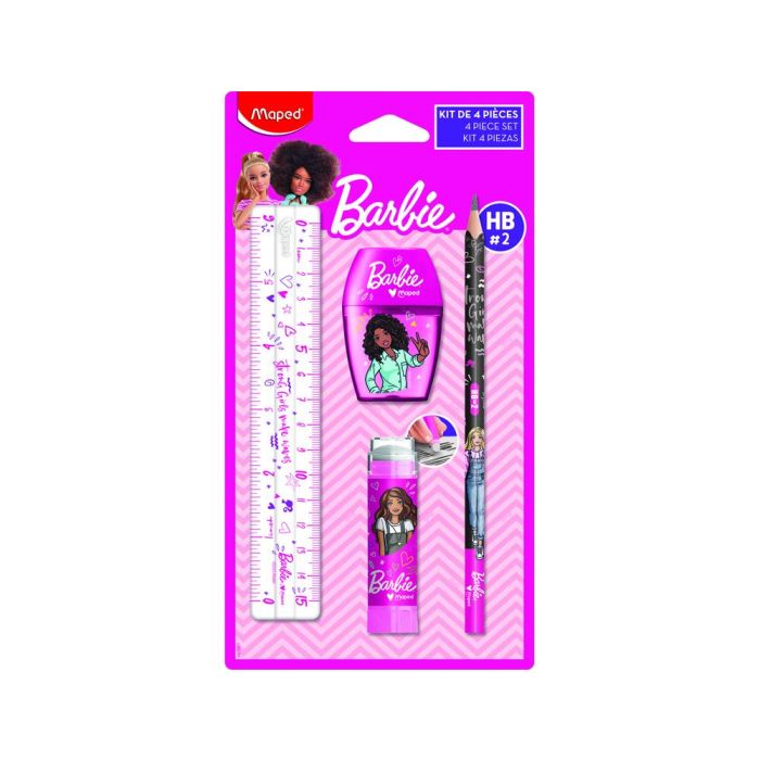 Mini Set Papeleria Maped Barbie 4 Piezas 1