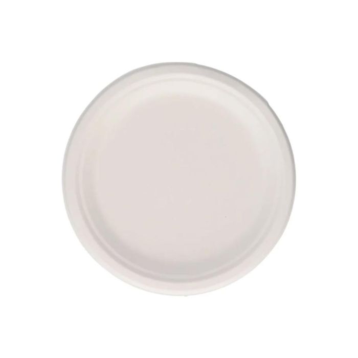 Plato Fibra Caña Azucar Bunzl Biodegradable 22 cm Diametro Apto Alimentos Frios Y Calientes Color Blanco