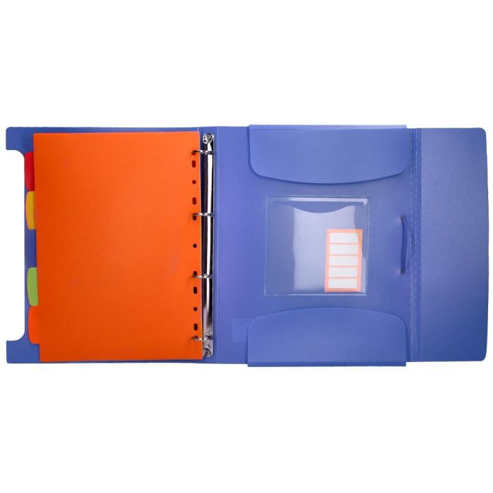 Carpeta Beautone 4 Anillas 25 mm Con 5 Separadores 3 Solapas Cierre Gomas Polipropileno Din A4 Color Azul 4
