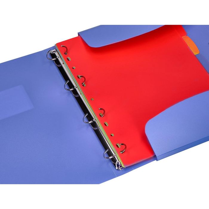 Carpeta Beautone 4 Anillas 25 mm Con 5 Separadores 3 Solapas Cierre Gomas Polipropileno Din A4 Color Azul 6
