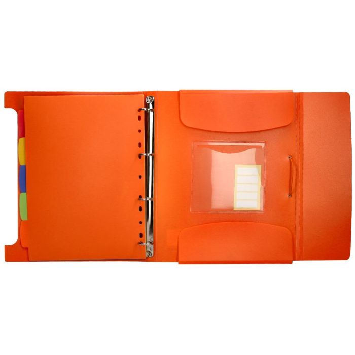 Carpeta Beautone 4 Anillas 25 mm Con 5 Separadores 3 Solapas Cierre Gomas Polipropileno Din A4 Color Naranja 4