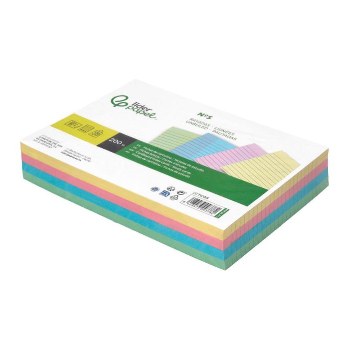 Tarjeta Liderpapel Para Estudiar Rayada Cartulina De Colores 170 gr-M2 160x220 mm Paquete De 200 Unidades 5