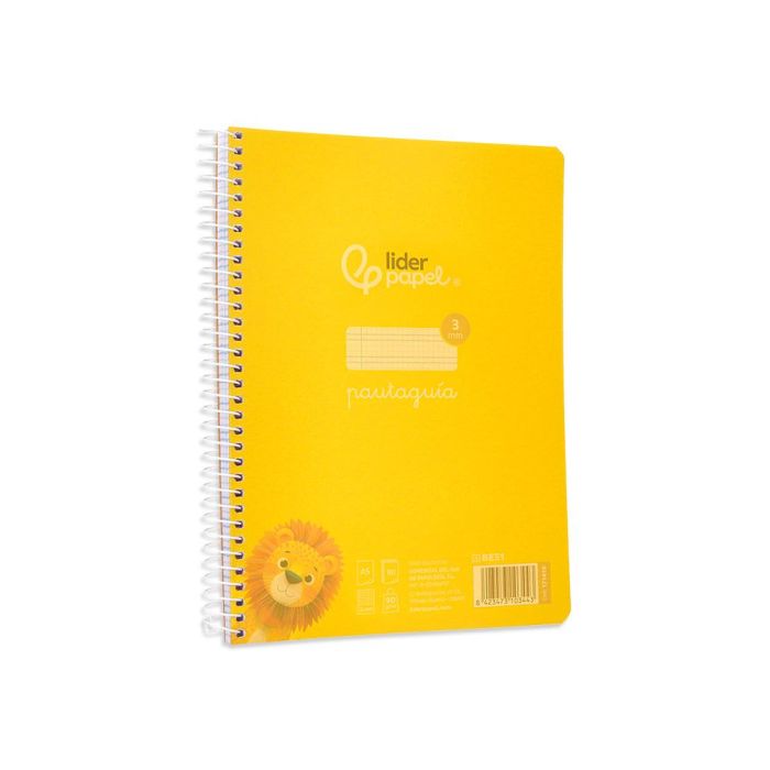 Cuaderno Espiral Liderpapel Din A5 Pautaguia Tapa Plastico 80H 90 gr Cuadro Pautado 3 mm Con Margen Color Amarillo 5 unidades 4