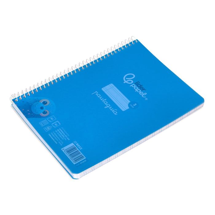 Cuaderno Espiral Liderpapel Din A5 Pautaguia Tapa Plastico 80H 90 gr Cuadro Pautado 3 mm Con Margen Color Azul 5 unidades 5