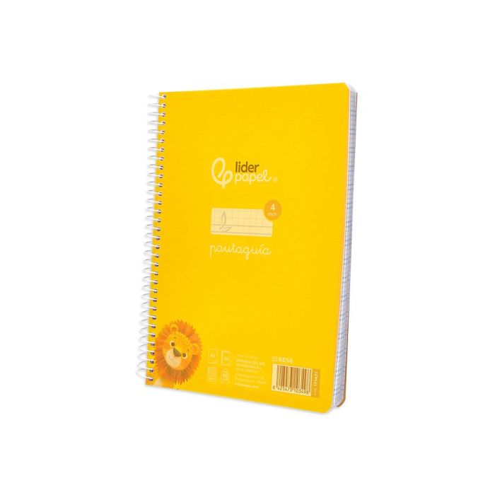 Cuaderno Espiral Liderpapel Din A5 Pautaguia Tapa Plastico 80H 90 gr Cuadro Pautado 4 mm Con Margen Color Amarillo 5 unidades 3