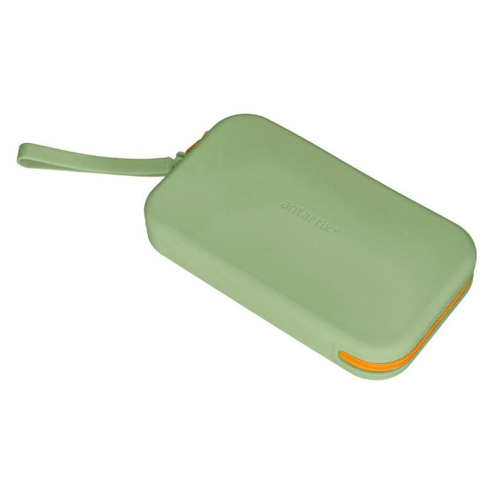 Bolso Escolar Portatodo Antartik Silicona Rectangular Plano Con Asa 190x120X25 mm Color Verde Militar 3