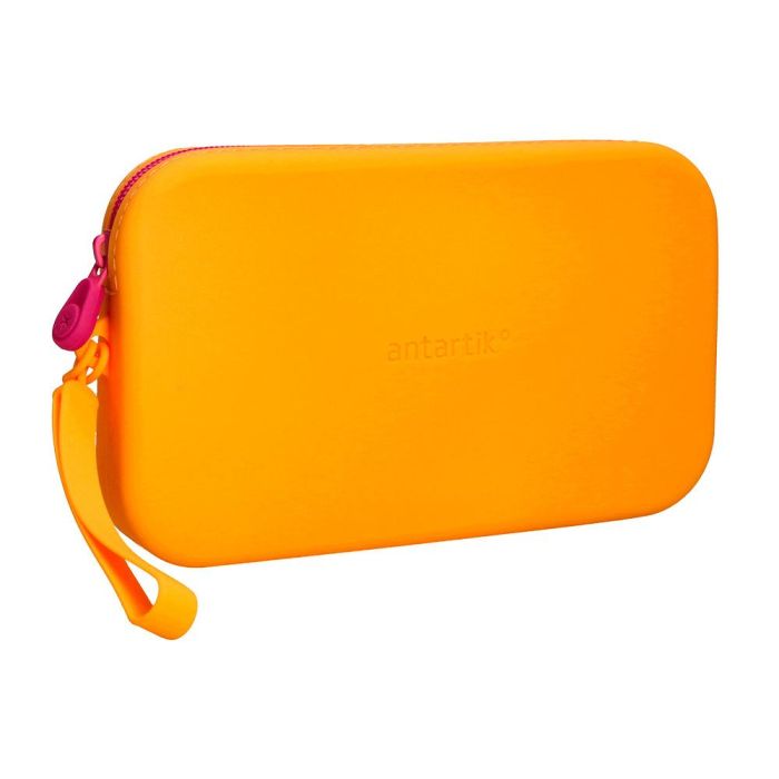 Bolso Escolar Portatodo Antartik Silicona Rectangular Plano Con Asa 190x120X25 mm Color Naranja 2