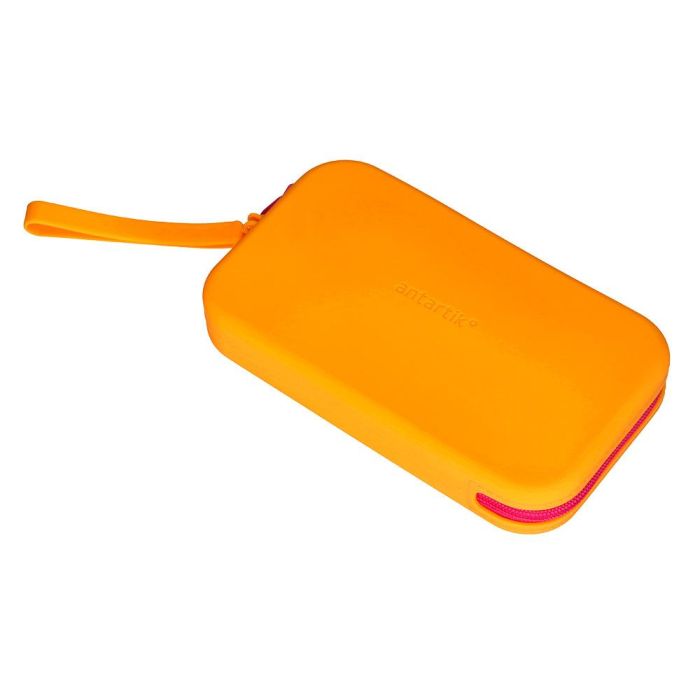 Bolso Escolar Portatodo Antartik Silicona Rectangular Plano Con Asa 190x120X25 mm Color Naranja 3