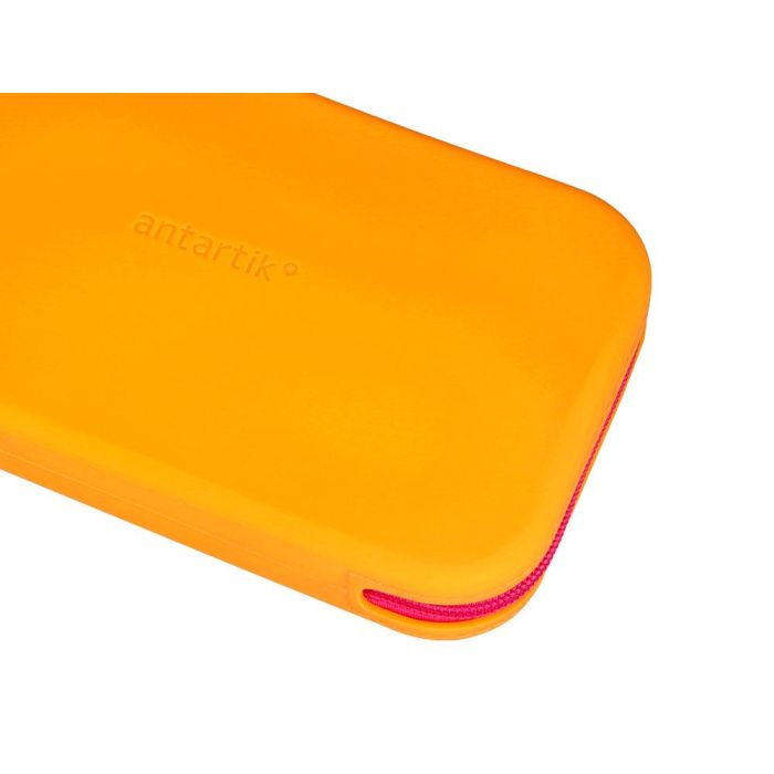 Bolso Escolar Portatodo Antartik Silicona Rectangular Plano Con Asa 190x120X25 mm Color Naranja 4