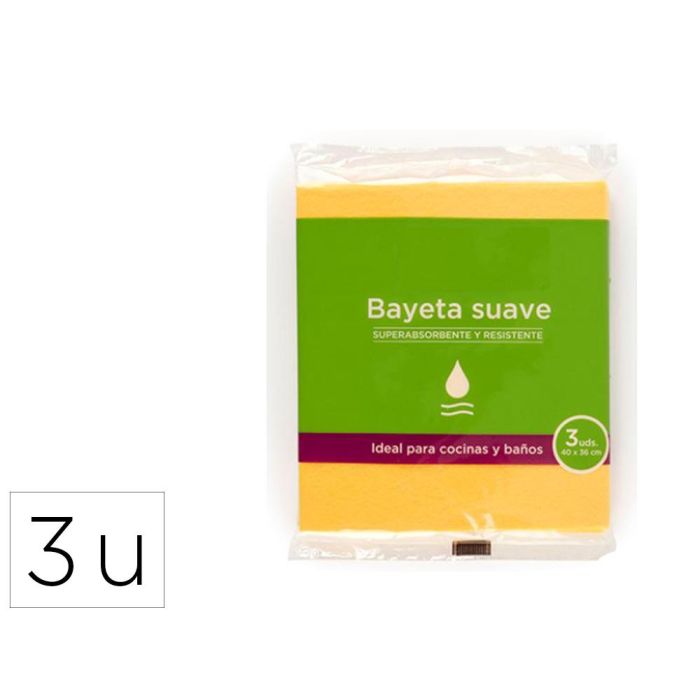 Bayetas Amarilla Suave 40x36 Suave Amarillo -Pack 3U-