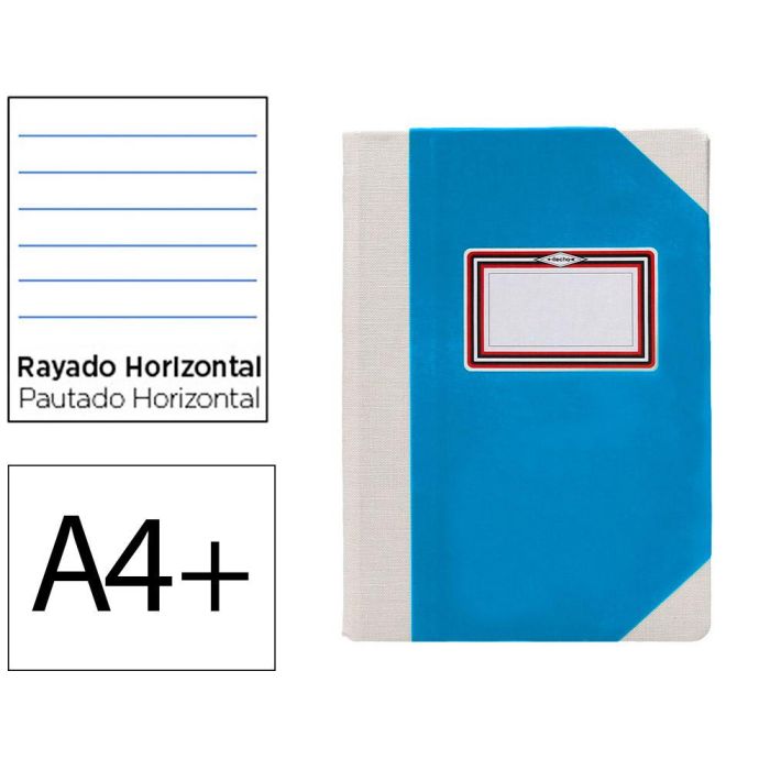 Libro Cartone Cosido Fernandes Flecha Din A4+ Rayado Horizontal 50 Hojas 100 gr Azul