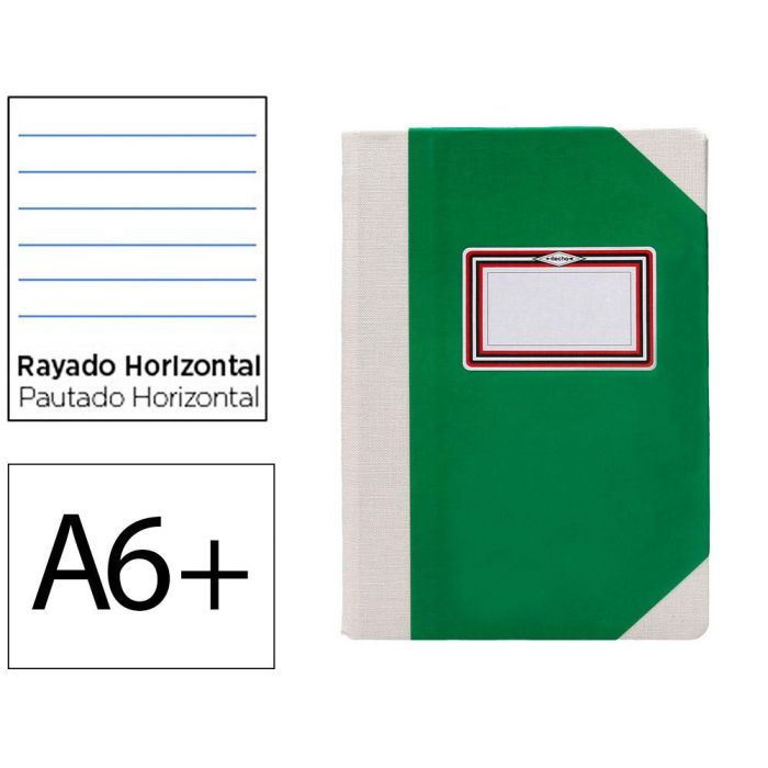 Libro Cartone Cosido Fernandes Flecha Din A6+ Rayado Horizontal 50 Hojas 100 gr Verde