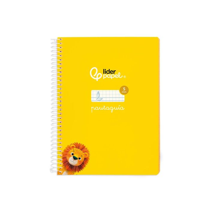 Cuaderno Espiral Liderpapel Din A5 Pautaguia Tapa Blanda 40H 75 gr Cuadro Pautado 5 mm Color Amarillo 5 unidades 1