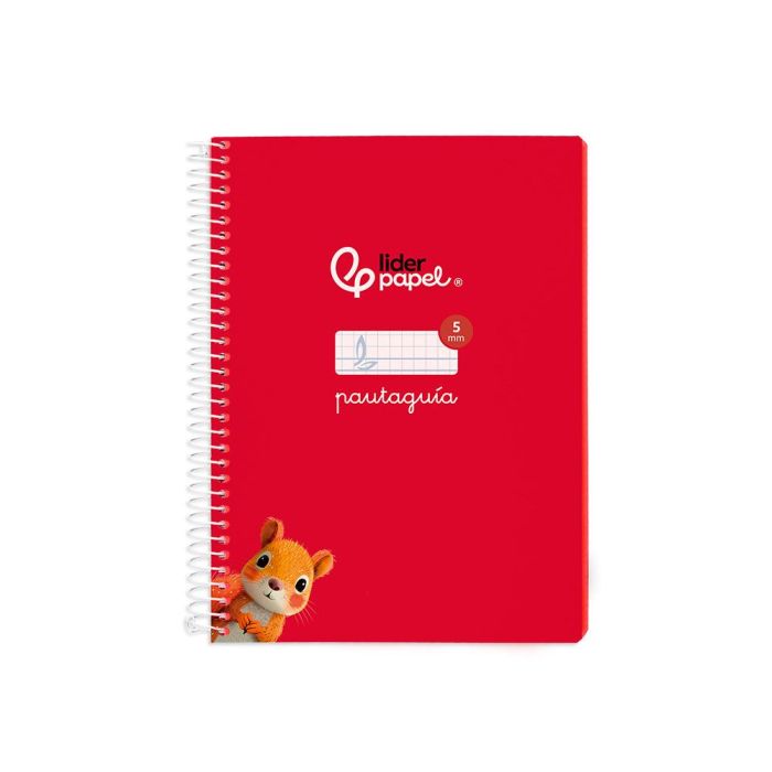 Cuaderno Espiral Liderpapel Din A5 Pautaguia Tapa Blanda 40H 75 gr Cuadro Pautado 5 mm Color Rojo 5 unidades 1