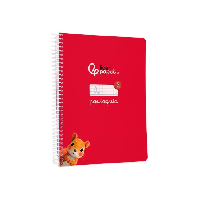 Cuaderno Espiral Liderpapel Din A5 Pautaguia Tapa Blanda 40H 75 gr Cuadro Pautado 5 mm Color Rojo 5 unidades 4