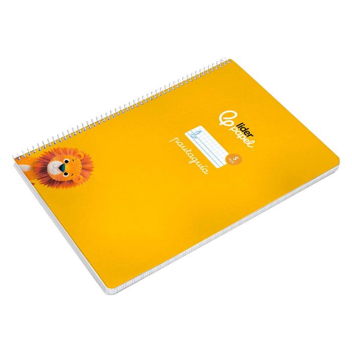 Cuaderno Espiral Liderpapel Di N A4 Pautaguia Tapa Dura 80H 90 gr Cuadro Pautado 5 mm Color Amarillo 5 unidades 5