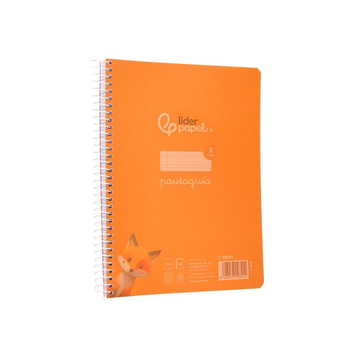 Cuaderno Espiral Liderpapel Din A5 Pautaguia Tapa Plastico 80H 90 gr Cuadro Pautado 3 mm Color Naranja 5 unidades 4