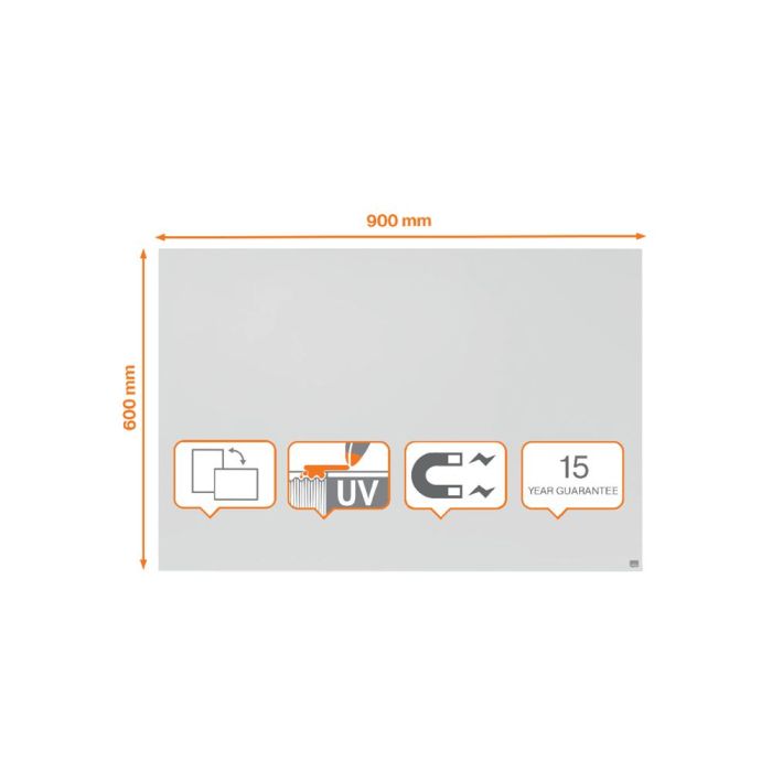 Pizarra Blanca Nobo Infinity Sin Marco Acero Lacado Magnetico 900x600 mm 1