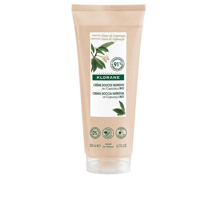 Klorane Crema de Ducha y Gel de Baño AL CUPUAÇU BIO para Piel Seca y Muy Seca | Nutritiva e Hidratante Profunda, Sin Jabón, Vegana 200 ml