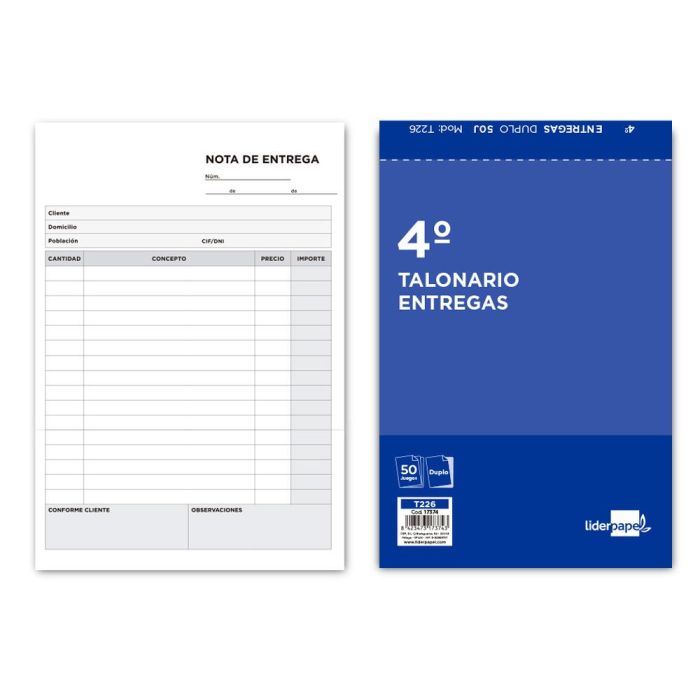 Talonario Liderpapel Entregas Cuarto Original Y Copia 226