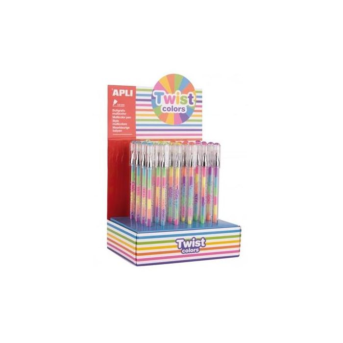 Apli expositor bolígrafo roller gel pen twist colors surtidos -24u-