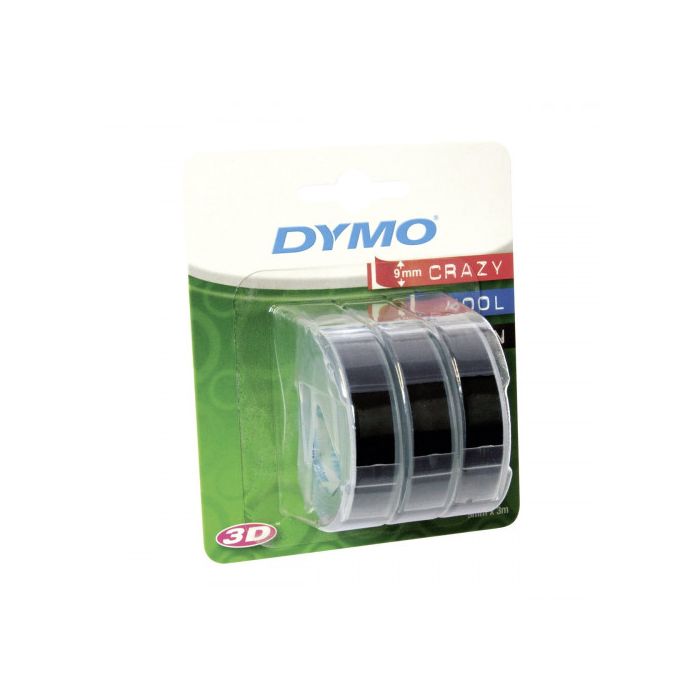 Dymo cinta tradicional 84773, 9mmx3m negro, blister 3 unidades 1