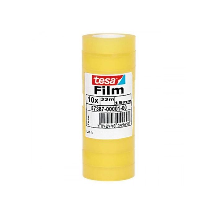 Tesa film cinta adhesiva trasparente standard rollo 15mm x 33m torre 10u