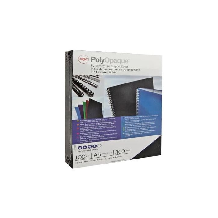Caja de 100 Cubiertas Polipropileno Formato A4 de 300 Micras Color Negro GBC IB386831 1