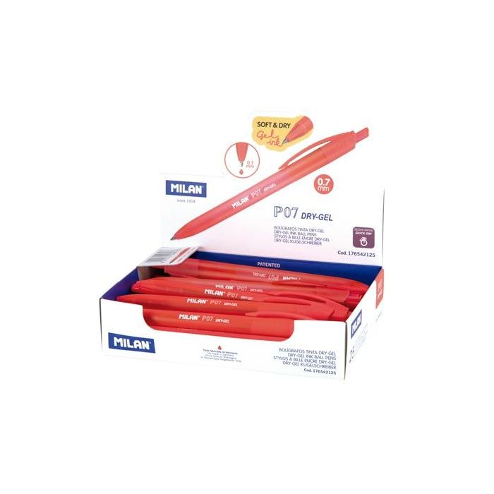 Milan Bolígrafo p07 dry-gel retráctil tinta rojo caja expositora -25u-