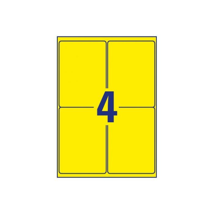 Paquete 8 Hojas Etiquetas Amarillas de Poliéster-Impresoras Láser, Láser de Color-99,1 X 139 Mm Avery L6127-8 2