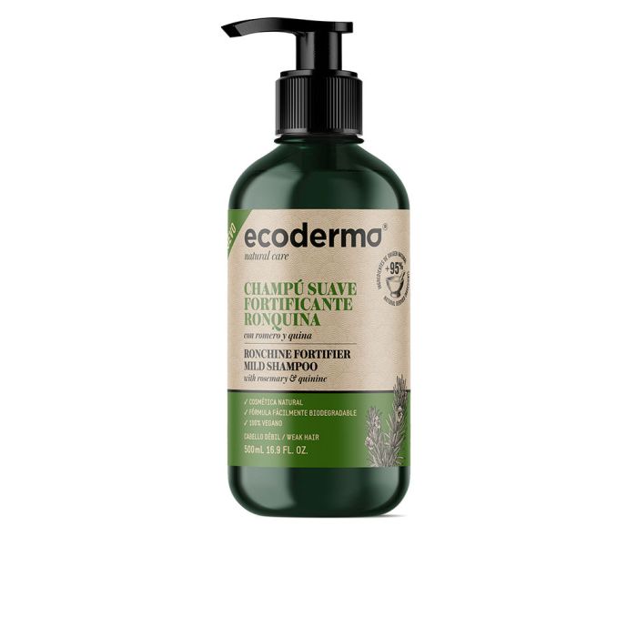 Ecoderma Champú Suave Fortificante Ronquina Anticaída con Romero y Quina 500 ml Ecoderma Champú Suave Fortificante Ronquina Anticaída con Romero y Quina 500 ml