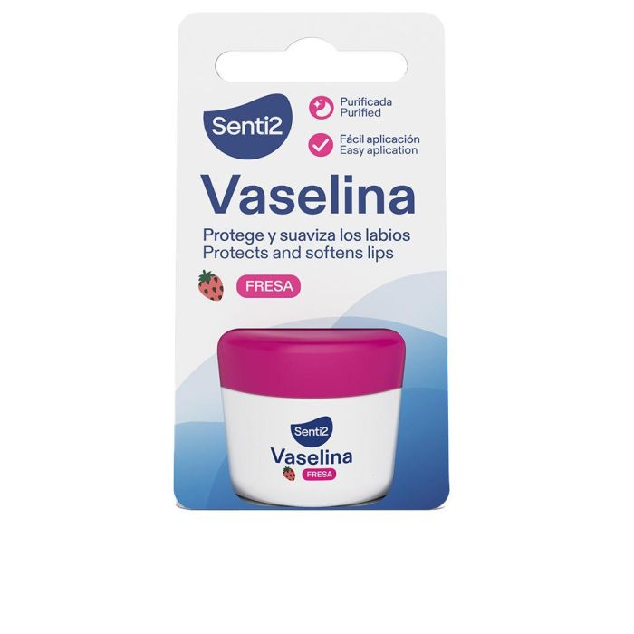 Senti2 Bálsamo Labial Vaselina sabor Fresa 20 ml - Hidratante y Protector para Labios Secos y Agrietados Senti2 Bálsamo Labial Vaselina sabor Fresa 20 ml - Hidratante y Protector para Labios Secos y Agrietados