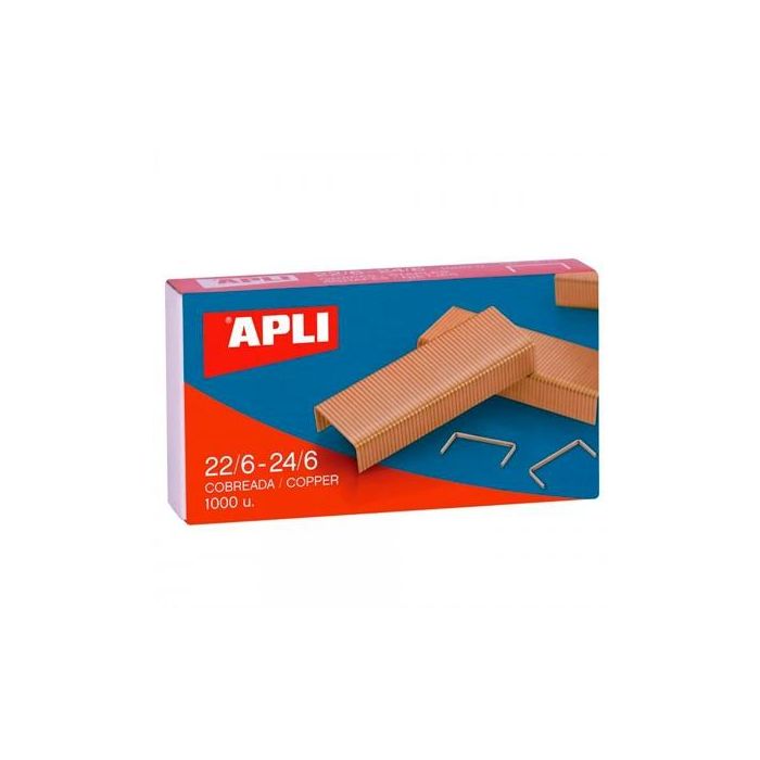 Apli Grapas 22-6-24-6 Cobreadas Caja 1000 Ud -Pack 10 Cajas-