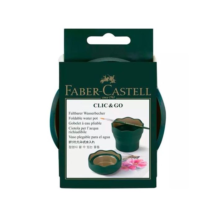 Faber castell vaso plegable para el agua clic&go verde oscuro