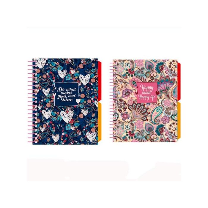 Senfort Cuaderno Espiral A6 120H T-Dura 2 Separadores Forrado Paisley Surtido