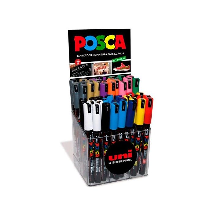 Posca Marcador Pc-1Mr No Permanente P- Extrafina 0.7 mm Colores Surtidos -Expositor 48U-