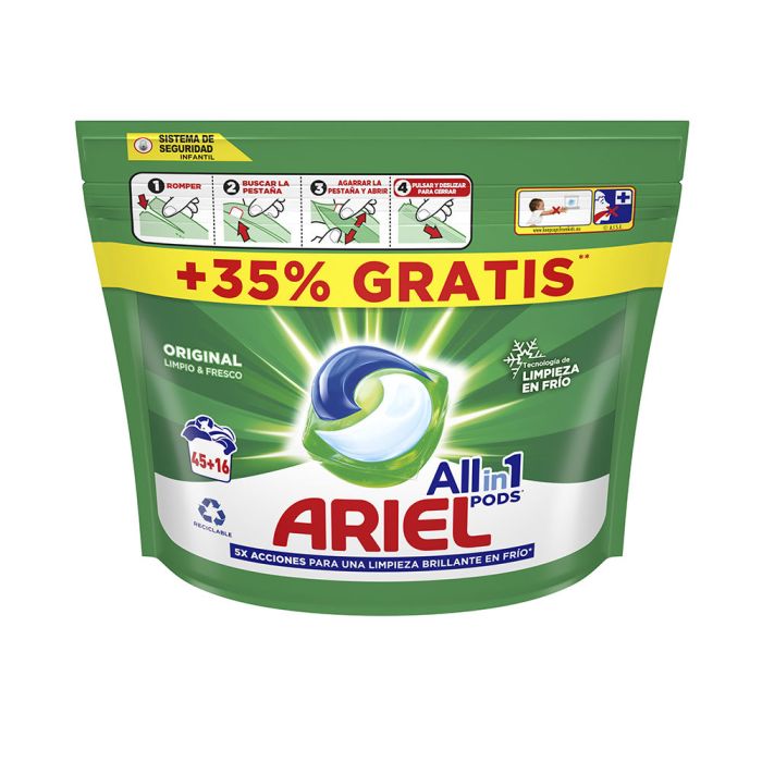 Pack Detergente para ropa en cápsulas 3 en 1 Ariel PODS (16 cápsulas)