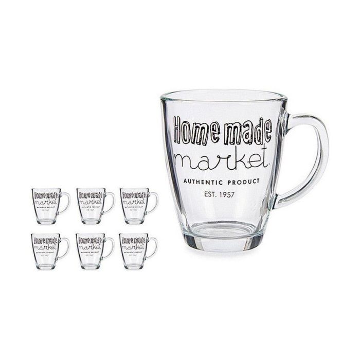 Taza Mug Market Transparente Vidrio (320 ml) (6 Unidades) 1
