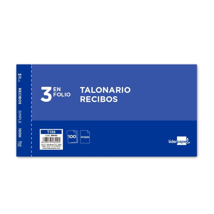Talonario Liderpapel Recibos 3-Fº Original 136 Sin Matriz 10 unidades 2