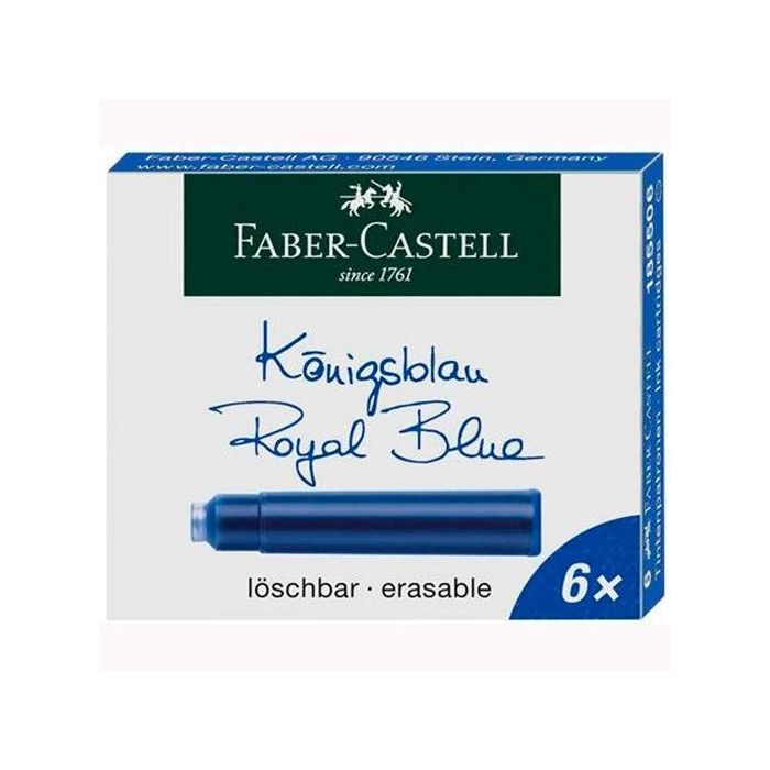 Faber Castell Cartucho Tinta Borrable Azul Estuche 6 Ud