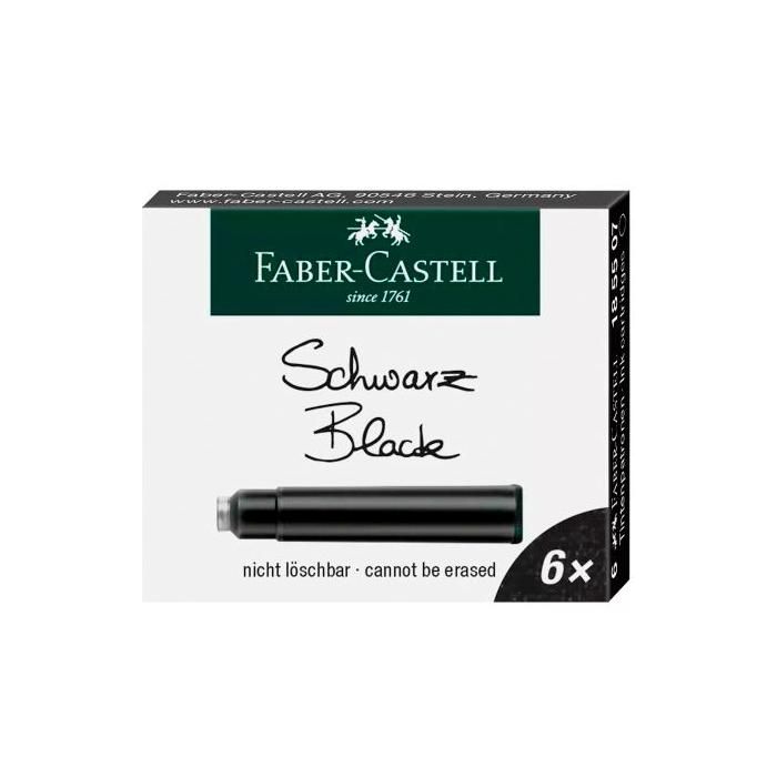 Faber Castell Estuche 6 Cartuchos De Tinta Estándar Negro